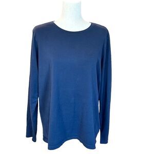 Lands' End Women's Long Sleeve Top/Tee Navy Blue Large